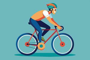 Man Riding Bicycle on Blue Background vector