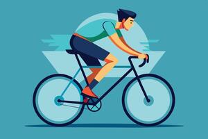 Man Riding a Bicycle on a Blue Background vector