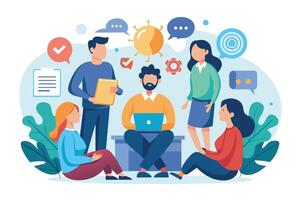 A Team of Diverse Individuals Collaborating on a Project vector