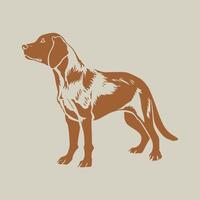 Minimalist illustration of a proud hunting dog standing and looking aside vector