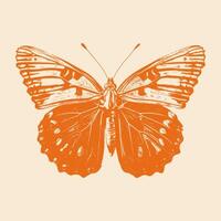 Orange butterfly spreading its wings with detailed patterned design vector