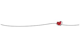 One continuous line heart decoration. Illustration vector