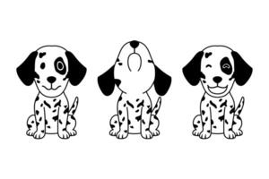 Set of cartoon character cute dalmatian dog vector