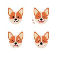 Set of character corgi dog faces showing different emotions vector