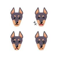 Set of character doberman dog faces showing different emotions vector