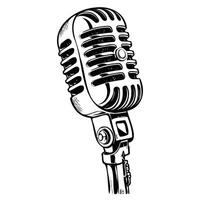 black and white broadcasting mic isolated on white background vector