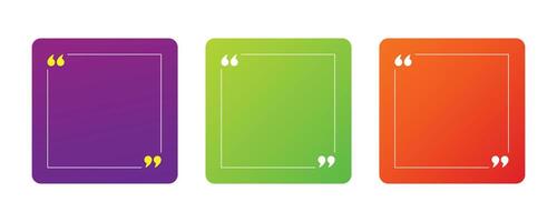 Quote frame blank template set illustration. Empty textbox signs vector