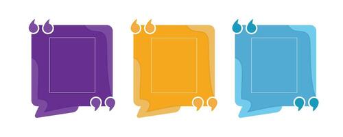 Quote frame blank template set illustration. Empty textbox signs vector