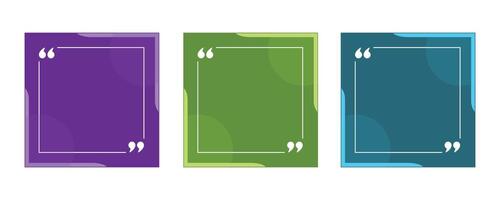 Quote frame blank template set illustration. Empty textbox signs vector