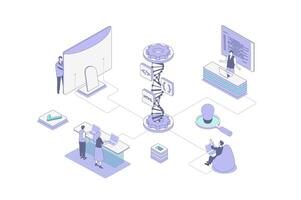 Web development isometric concept in outline isometry design for web. People prototyping website inner structure and coding, working on ui ux for mobile apps and pages layouts. illustration. vector