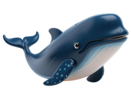 3D cartoon whale, deep blue, di-cut , isolated on background, perfect for marine-themed projects. Summer vacations and sea lifestyle concept png