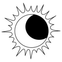 Partial solar eclipse line icon vector
