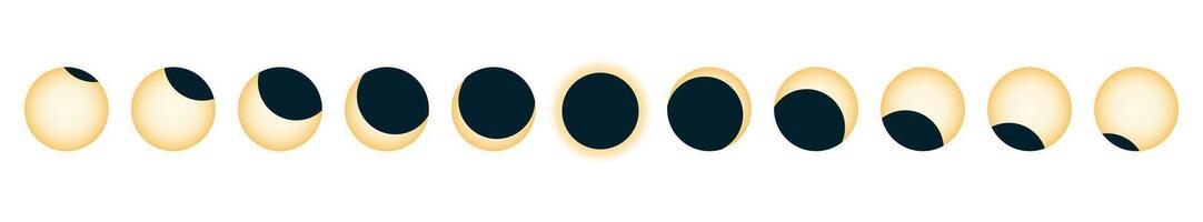 Stages of total solar eclipse vector