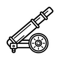 artillery icon or modern line symbol. line art and icon design with bold outline. Black and white Pixel Perfect minimalistic symbol isolated white background. Silhouette simple thin sign vector