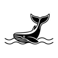 Whale icon or modern line symbol. line art and icon design with bold outline. Black and white Pixel Perfect minimalistic symbol isolated white background. Silhouette simple thin sign vector