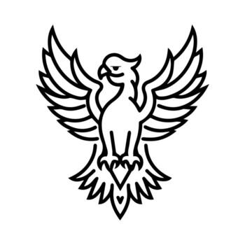 Griffin icon or modern line symbol. line art and icon design with bold outline. Black and white Pixel Perfect minimalistic symbol isolated white background. Silhouette simple thin sign vector