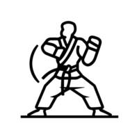 Karate icon or modern line symbol. line art and icon design with bold outline. Black and white Pixel Perfect minimalistic symbol isolated white background. Silhouette simple thin sign vector