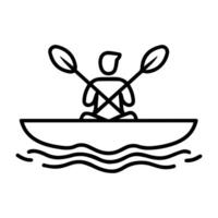 kayak icon or modern line symbol. line art and icon design with bold outline. Black and white Pixel Perfect minimalistic symbol isolated white background. Silhouette simple thin sign vector