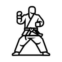 Karate icon or modern line symbol. line art and icon design with bold outline. Black and white Pixel Perfect minimalistic symbol isolated white background. Silhouette simple thin sign vector