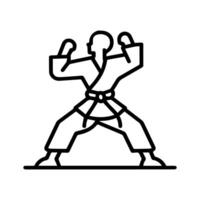 Karate icon or modern line symbol. line art and icon design with bold outline. Black and white Pixel Perfect minimalistic symbol isolated white background. Silhouette simple thin sign vector