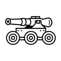 artillery icon or modern line symbol. line art and icon design with bold outline. Black and white Pixel Perfect minimalistic symbol isolated white background. Silhouette simple thin sign vector