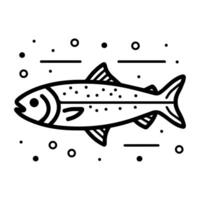 salmon icon or modern line symbol. line art and icon design with bold outline. Black and white Pixel Perfect minimalistic symbol isolated white background. Silhouette simple thin sign vector