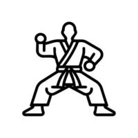 Karate icon or modern line symbol. line art and icon design with bold outline. Black and white Pixel Perfect minimalistic symbol isolated white background. Silhouette simple thin sign vector