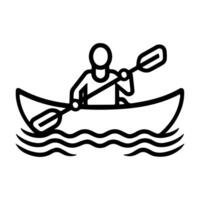 kayak icon or modern line symbol. line art and icon design with bold outline. Black and white Pixel Perfect minimalistic symbol isolated white background. Silhouette simple thin sign vector