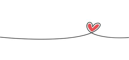 Heart linear drawing. Continuous line heart . Elegant and simple ribbon. vector