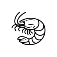 prawn icon or modern line symbol. line art and icon design with bold outline. Black and white Pixel Perfect minimalistic symbol isolated white background. Silhouette simple thin sign vector