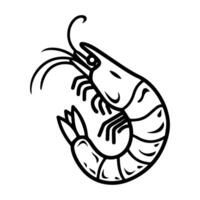 prawn icon or modern line symbol. line art and icon design with bold outline. Black and white Pixel Perfect minimalistic symbol isolated white background. Silhouette simple thin sign vector