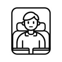 passenger icon or modern line symbol. line art and icon design with bold outline. Black and white Pixel Perfect minimalistic symbol isolated white background. Silhouette simple thin sign vector