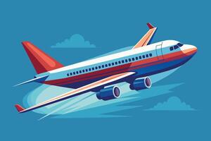Airplane Taking Off in the Sky With Clouds vector