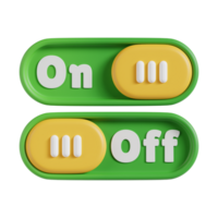 On and Off Toggle Switch Buttons 3D Icon. ON and OFF Sign 3D Icon png