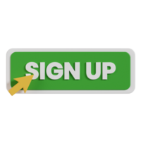 sign up button 3d icon. Sign Up 3D button with mouse pointer clicking png