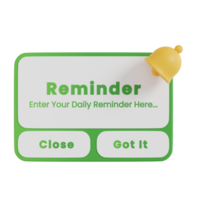reminder button 3d icon. reminder web button png