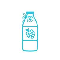 Raspberry syrup in bottle. Isolated on white background. From blue icon set. vector