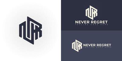 Abstract initial hexagon letters NR or RN logo in black color isolated on multiple background colors. The logo is suitable for marketing agency business logo design illustration inspiration vector