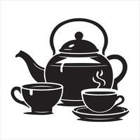 tea set silhouette on White Background vector