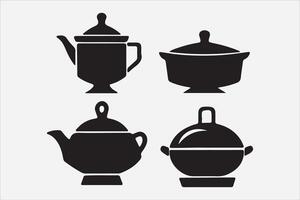 A Set of food icon Silhouette Illustration with white Background vector