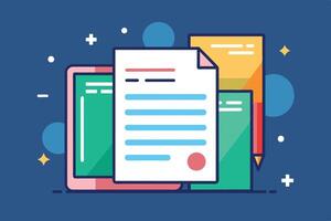 Digital Document With Tablet, Pencil, and Notes vector