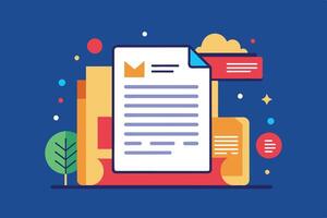 Flat Design Illustration of a Document With Text and a Cloud Symbol vector