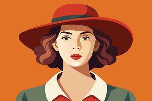 Digital Illustration of a Woman in a Red Hat vector