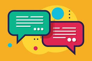 Colorful Speech Bubbles With Text and Dotted Lines on Yellow Background vector