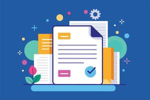 Approved Document With Checkmark and Gear Icon vector