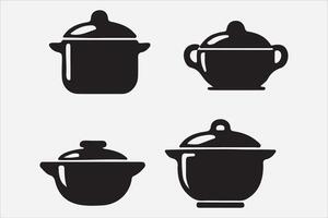 A Set of food icon Silhouette Illustration with white Background vector