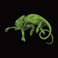 Chameleon Illustration Design For Elements, editable colors vector