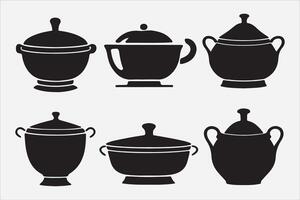 A Set of food icon Silhouette Illustration with white Background vector