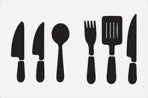 A Set of food icon Silhouette Illustration with white Background vector