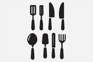 A Set of food icon Silhouette Illustration with white Background vector
